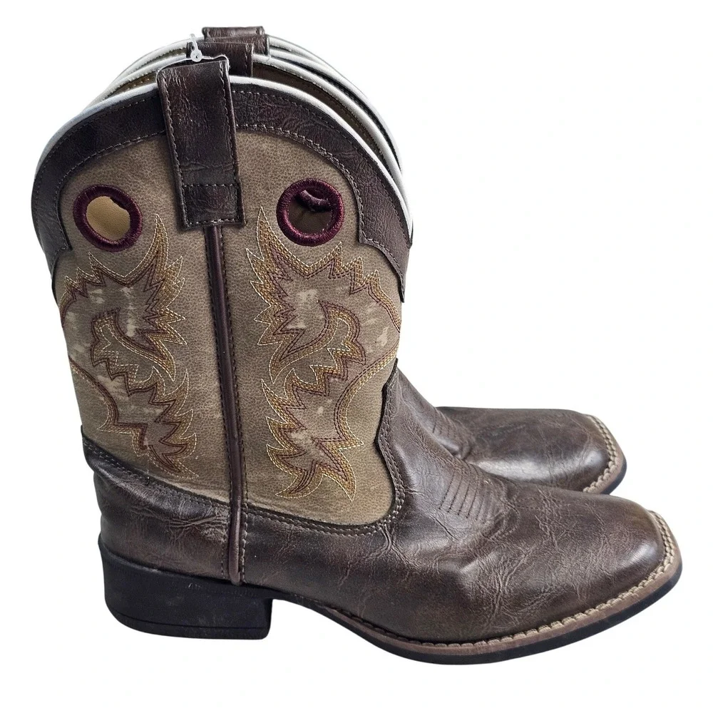 Laredo Kids Brown LC2261 Square Toe Western Cowboy Boots Size 3M